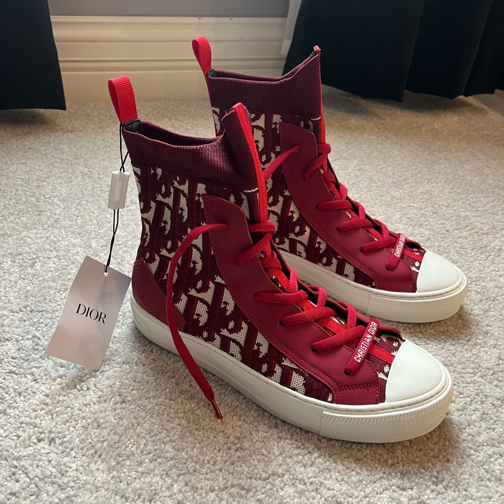BRAND NEW never worn Christian Dior Sneakers. Red. High top - Picture 2 of 4